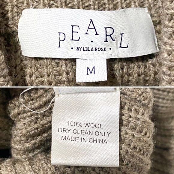 Pearl By Lela Rose Blouson Sleeve Wool Sweater, Size M, Dark Taupe Color - Picture 11 of 13